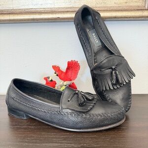 Bally Hilo Made in Italy Black Tassel Loafers 10.5 US Genuine Leather  VTG